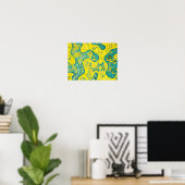 Poster Motif abstrait jaune et cyan (Bureau à domicile)