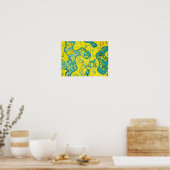 Poster Motif abstrait jaune et cyan (Cuisine)