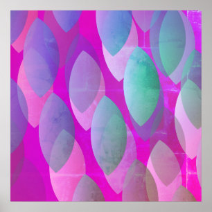 Poster Motif Abstrait Moderne Magenta Violet Rose Turqu