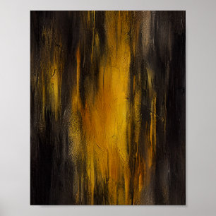 Poster Motif Abstrait noir et or