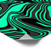 Poster Motif Abstrait Ondulé Vert et Noir (Coin)
