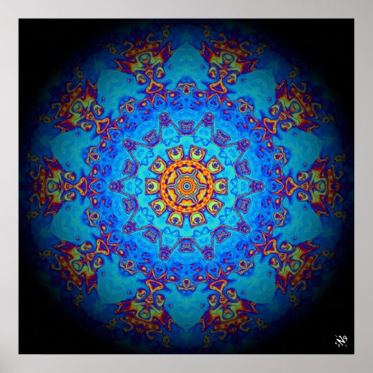 Poster Motif abstrait psychédélique coloré (Devant)