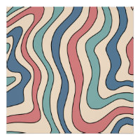 Motif Abstrait Rétro Années 70 Marbre Bleu Rouge G