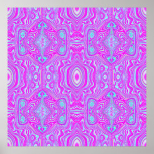 Poster Motif Abstrait Rose Chaude et Bleu Aqua Tripant