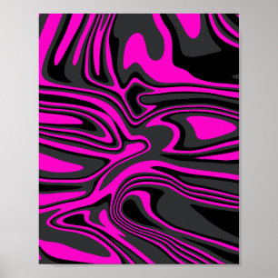 Poster Motif Abstrait rose et noir