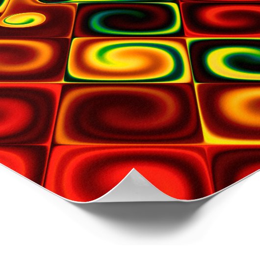 Poster Motif Abstrait rouge et jaune (Coin)