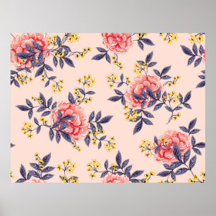 Poster motif Abstrait sans faille avec feuilles vintages 