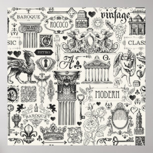 Poster motif Abstrait sans faille sur le thème du vintage