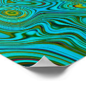 Poster Motif Abstrait Trippy Retro Turquoise Chartreuse (Coin)