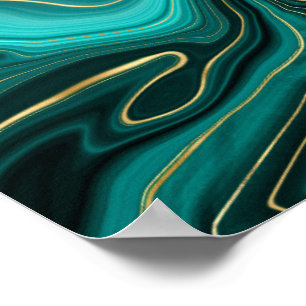 Poster Motif Abstrait Turquoise Glam Luxueux