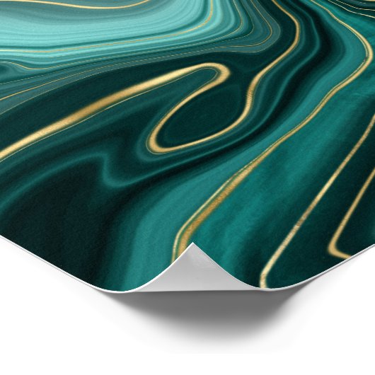 Poster Motif Abstrait Turquoise Glam Luxueux (Coin)
