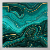Poster Motif Abstrait Turquoise Glam Luxueux (Devant)