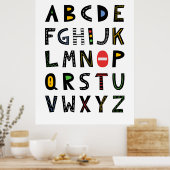 Poster Motif alphabet de construction (Cuisine)