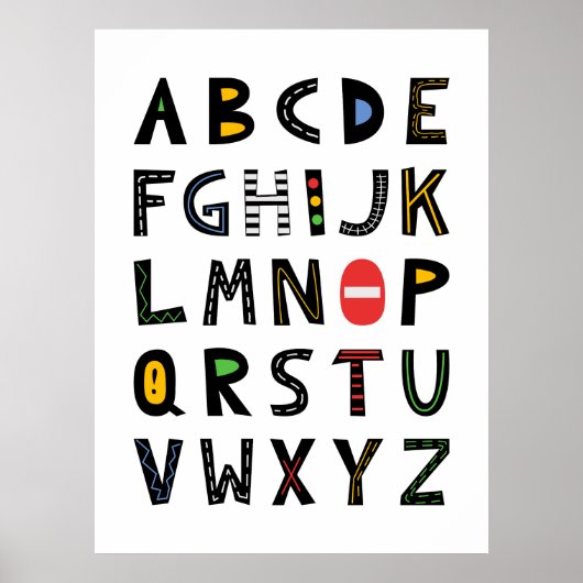 Poster Motif alphabet de construction (Devant)