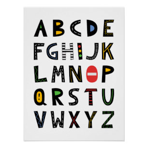 Poster Motif alphabet de construction