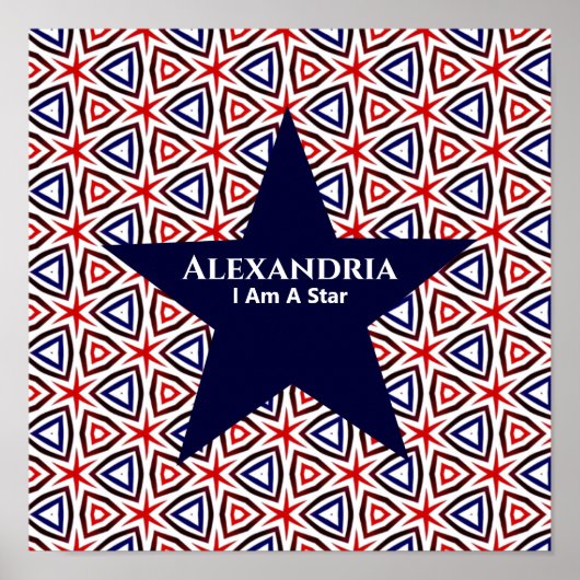 Poster Motif américain Patriotic Red White Blue Star (Devant)