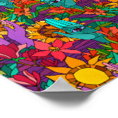 Poster Motif amusant avec des fleurs et des mains (Coin)