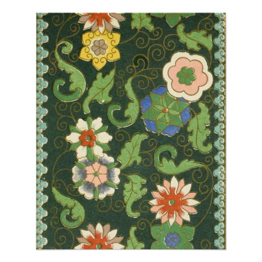 Poster Motif antique cloisonné chinois : Vert Jade (Devant)