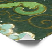Poster Motif antique cloisonné chinois : Vert Jade (Coin)
