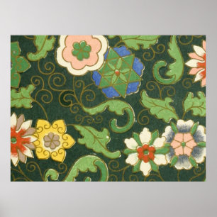 Poster Motif antique cloisonné chinois : Vert Jade