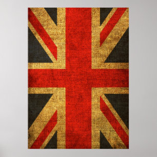 Poster Motif antique rustique d'Union Jack