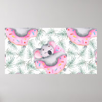 Motif aquarelle peint à la main avec koala tropica