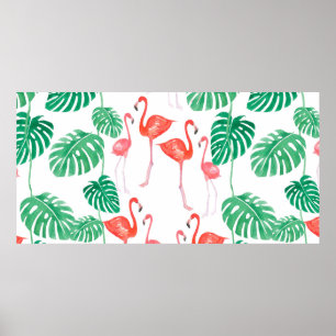 Poster Motif aquarelle sans couture avec famille de flama