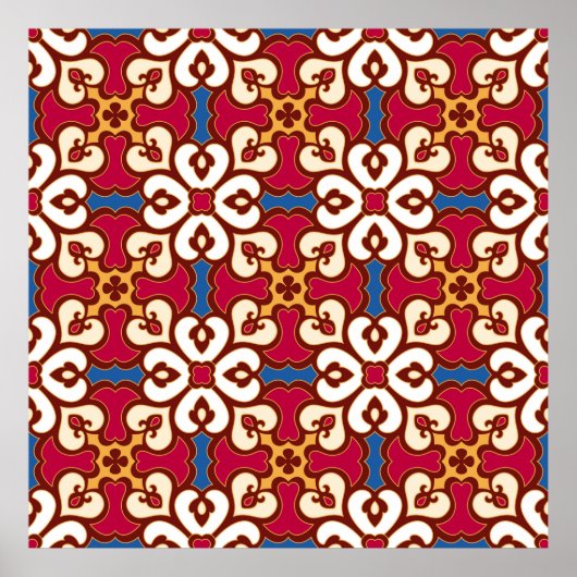 Poster Motif arabe sans couture - basé sur ottoman tradit (Devant)