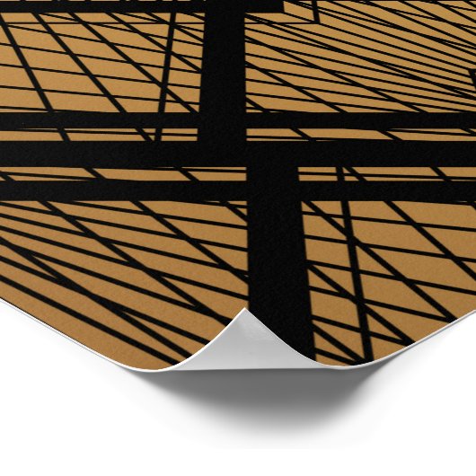 Poster Motif Art déco. Simples grappes noir et or (Coin)