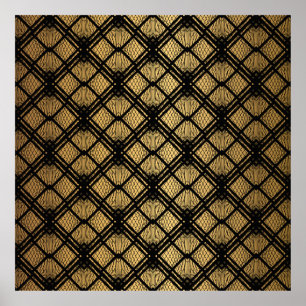Poster Motif Art déco. Simples grappes noir et or