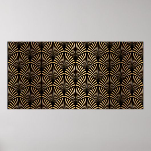 Poster Motif Art déco. Simples grappes noir et or (Devant)