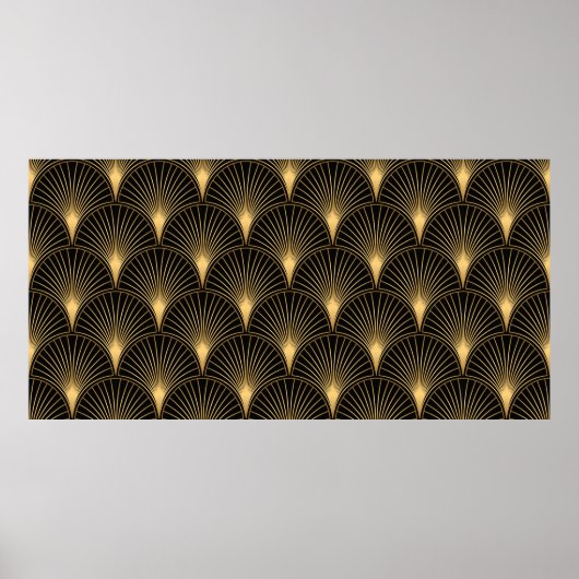 Poster Motif Art déco. Simples grappes noir et or (Devant)