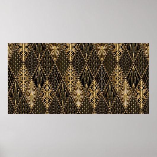 Poster Motif Art déco. Simples grappes noir et or (Devant)