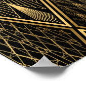 Poster Motif Art déco. Simples grappes noir et or (Coin)
