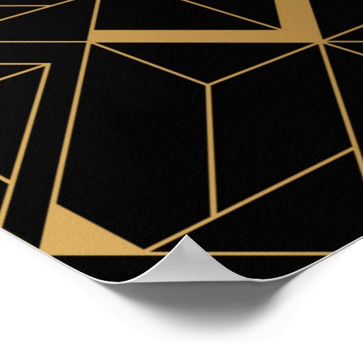 Poster Motif Art déco. Simples grappes noir et or (Coin)