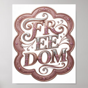 Poster Motif artistique argenté LIBERTÉ Artistique