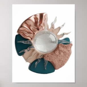 Poster Motif artistique ART ABSTRAIT Argent dynamique