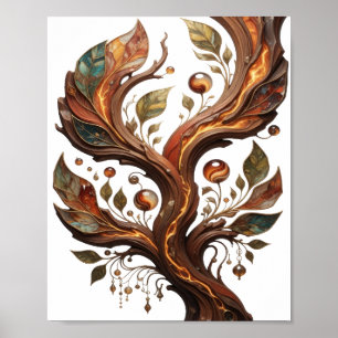 Poster Motif artistique ART ABSTRAIT Argent Statement