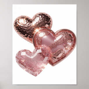 Poster Motif artistique Bold Silver TROIS COEURS