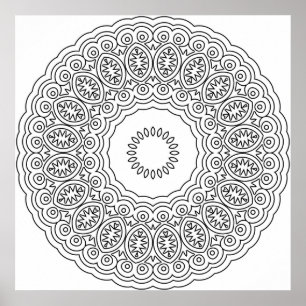 Poster Motif artistique de bague mandala avec médaillon o