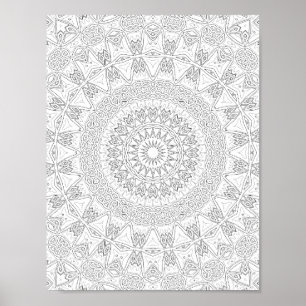 Poster Motif artistique de coloriage tribal en étoile écl