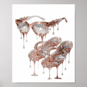 Poster Motif artistique de GLAMOUR en OR ROSE argenté élé