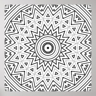 Poster Motif artistique de mandala en triangle zigzag ray