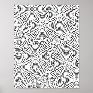 Poster Motif artistique de page de coloriage en mosaïque