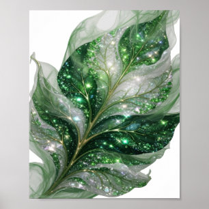 Poster Motif artistique Feuilles vertes avec étoiles Witt