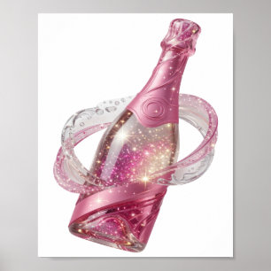 Poster Motif artistique GLAMOUR CHAMPAGNE Argenté Cool