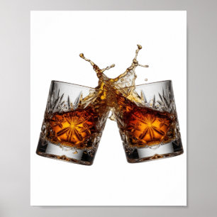 Poster Motif Artistique Iconique WHISKY SPLASH Argent