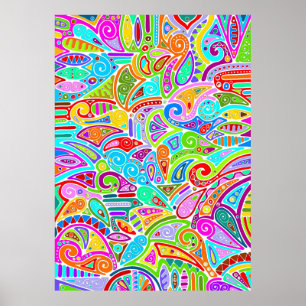 Poster Motif artistique peint à la main et numériquement 