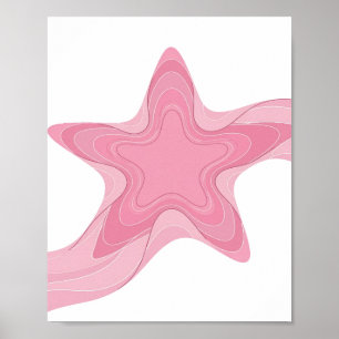 Poster Motif artistique PINK STAR Rose Épuré