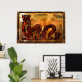 Poster Motif asiatique dragon chinois (Bureau à domicile)